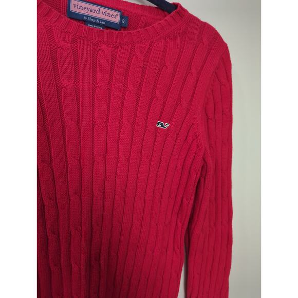 Vineyard Vines Red Cable Knit Crewneck Sweater - Picture 2 of 4